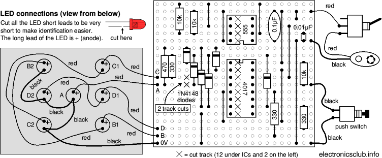 Stripboard layout for dice project