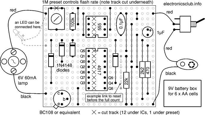 Stripboard layout for model lighthouse project